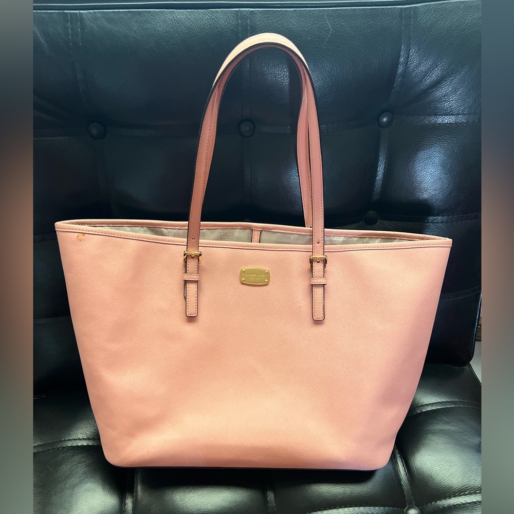 MICHAEL KORS Jet Set Travel Tote Pale Pink Leather (35T6GTVT3L) Large Carryall